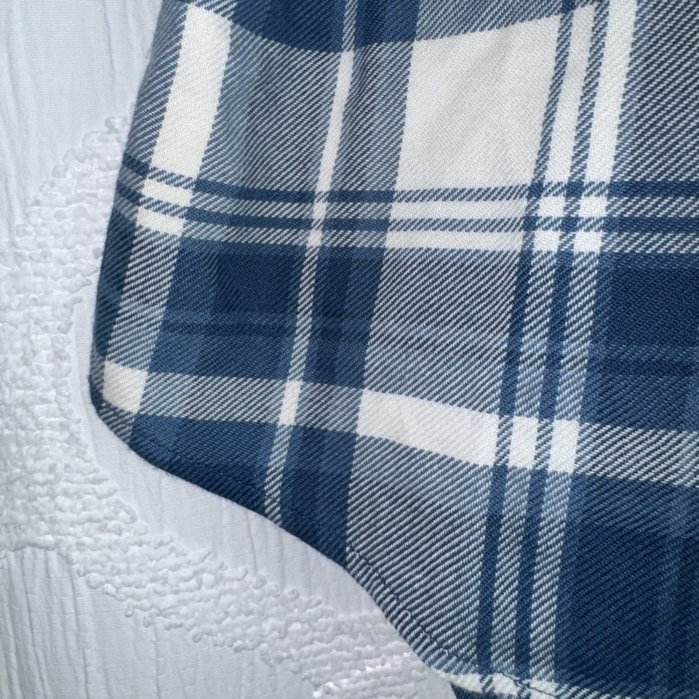 POLO RALPH LAUREN Dian Blue/White Plaid Women's Medium 3/4 Puff Sleeves Shirt - Picture 11 of 16